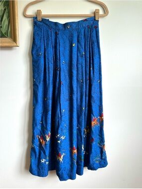 Chaus Vintage Equestrian Dogs Novelty Skirts Women’s 10 Blue